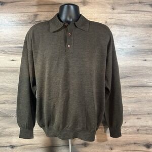 Jhane Barnes Vintage‎ Wool Blend Sweater Grandpacore Navy Green Size Large